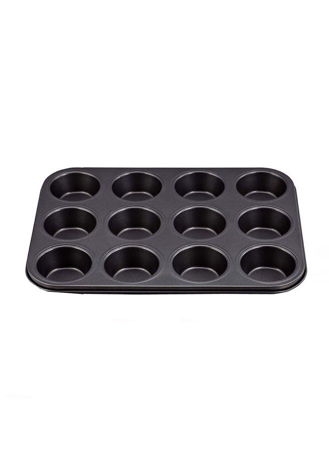 قالب كيك المافن مكون من 12 كوب أسود 35x26سم - Image 1